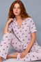 Night Mor Women's Striped Bow Patterned Short Sleeve Pajama Set 4811 - 5