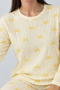Night Yellow Women's Striped Comfortable Patterned Double Pajama Set 4797 - 4