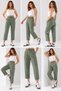 Green Color, Elastic Waist, Modal Fabric, Lace-Up, Ankle Length, Comfortable Cut Women's Trousers - 5