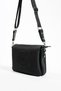 Black Adjustable Long Strap Water Resistant Lacoste Fabric Women's 6-Compartment Cross Shoulder Bag - 6