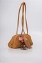 Women's Baguette Shoulder Bag with Zipper Mini Wallet, Bead Charm and Lock Accessory, Stylish Daily Bag, Camel 18464 - 4
