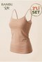 Premium Women's 2-Pack Bamboo Thin Strap Tank Top Soft Bamboo Fabric Breathable Fabric - 3