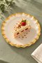 6-Piece Glass Serving Plate Set 26 Cm, Real Gold Gilded Wavy Edged Presentation Plates for 6 People - 7