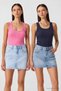 2-Piece Ribbed Thick Strap Knitted Undershirt Set Lhj0002 Pink Navy Blue