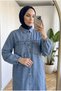 Women's Denim Jeans Dress Buttoned Pocketed Long Dress 135 cm - 2