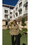 Women's Short Cashmere Coat, Double-Breasted, Belted, Waist-Tied Model Jacket - 2