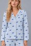 Night Blue Women's Shirt Collar Patterned Pajama Set 4816 - 6