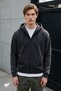 Men's Smoked Hooded 3 Thread Fleece Zippered Sweatshirt Jacket - 2