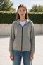 Women's Gray Hooded 3-Thread Fleece Zippered Sweatshirt Jacket