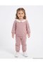 Girl's Winter 3-Strand Ruffled Daisy Detailed, Collared, Thick Tracksuit Set for Ages 2-3-4-5-6