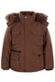 Hooded Fur Coat for 6-9 Years Old - Brown