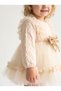 Chara Ecru Sequin Bow Tulle Skirt Girl's Birthday and Special Occasion Dress - 3