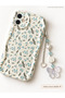 iPhone 11 Phone Charmli Blue Flower Patterned Ecru Case - 4