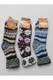 Turkmen Socks Woolen Booties 3-Pack Foldable Keep Warm Winter Home Socks Unisex Mixed Pattern