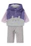 Hooded Cat Embroidered Set for 2-5 Years - Pink