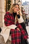 Glasgow | Women's Winter Shawl 70x180 cm | Red Scottish Tartan Plaid Pattern Oversized Soft-Tasseled Shoulder Shawl - 2