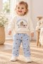 Girl baby 3-thread fleece rabbit print strawberry patterned plaid tracksuit 2-piece set winter 6-24 months - 2