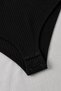Black Polo Collar Long Sleeve Ribbed Lycra Premium Bodysuit - 4