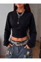 Looc Black Long Sleeve Waist Gathered Lycra Bodysuit - 2