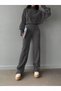 Fingerless Crop High Waist Knitwear Anthracite Gray Set - 4