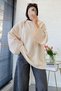 Premium Triangular Scarf Detailed Knitwear Sweater - Beige - 2
