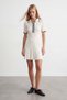 Women's cream polo collar buttoned front mini knit dress alc-x15618