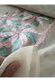 Puff Mesh Fabric with Double-Sided Ribbon Applique Floral Lace - Pink Water Green Border - 3