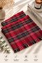 Glasgow | Women's Winter Shawl 70x180 cm | Red Scottish Tartan Plaid Pattern Oversized Soft-Tasseled Shoulder Shawl - 4