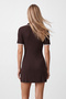 Women's brown polo collar buttoned front mini knit dress alc-x15618 - 5