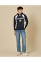 Men Navy Printed Hooded Sweatshirt - 2