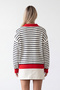 Women's red colored collared zippered sweater alc-x15899 - 5