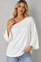 Women's One-Shoulder Open Long Sleeve Loose Oversize Modal Blouse Relaxed Fit Casual Stylish Blouse - 4