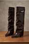 Launya Women's Boots with Bellows and Belt Buckle in Matte Brown Leather - 4