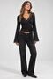 Lace Detailed Double Breasted Collar Tie Long Sleeve Blouse - 3