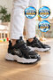 Black Patterned Velcro Strap Comfortable Sole Girls' Walking and Sports Shoes Sneaker Sımba - 3