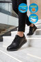 Anatomical Comfortable Sole Rubber Laced Black Genuine Leather Women's Casual Shoes Z1017 - 3