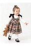 Plaid Velvet Gilet and Ribbed Badi Double Baby Girl Set - 4
