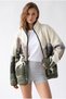 Deer Patterned Fleece Jacket - Ecru & Khaki - 3