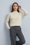 High Collar Knitted Crop Sweater 2585 Ecru - 2