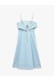 Layered Collar, Rope Straps, Flounce Long Denim Dress - 2