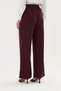Burgundy Palazzo Fabric Pants with Belt Buckle - 5