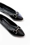 Inf-133 Black Stone Buckle Casual Women's Ballerinas - 4