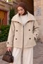High Collar Epaulet Detailed Cashmere Coat Tsd260355 Beige - 4