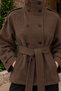 High Collar Epaulet Detailed Cashmere Coat Tsd260355 Brown - 3