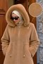 Removable Hooded Fox Coat Tsd260328 Camel - 2