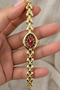 Florena Women's Wristwatch with Burgundy Dial, Golden Yellow Oval Case, Roman Numerals, Stone Detail, Floral Motif Bracelet, Vintage Design - 6