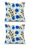 Set of 2 Blue Floral Cushion Covers 43X43 Punch Effect Digital Printing Decorative Pillowcase Set - 3