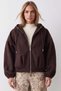 Women's Brown Hooded Long Sleeve Zippered Cashmere Coat Alc-X15903