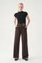 Belt Detail Palazzo Trousers 8421A Brown - 3