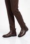 Men's Fur Lined Cold Resistant Rubber Sole Brown Genuine Leather Zippered Classic Boots 161